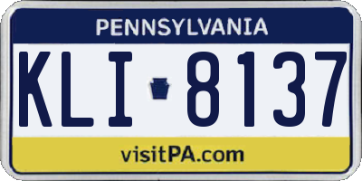 PA license plate KLI8137