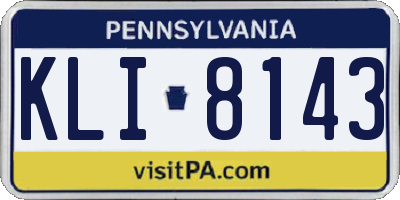 PA license plate KLI8143