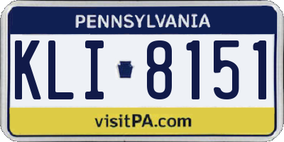 PA license plate KLI8151