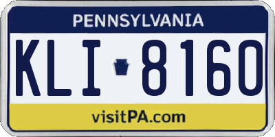 PA license plate KLI8160
