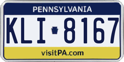 PA license plate KLI8167