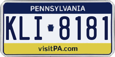 PA license plate KLI8181