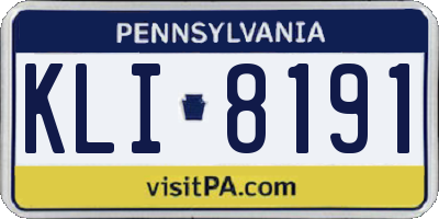 PA license plate KLI8191