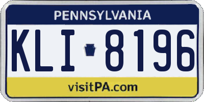 PA license plate KLI8196