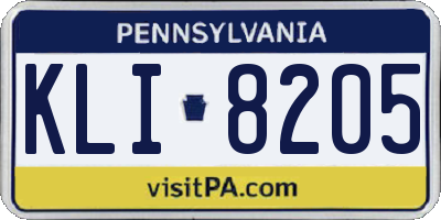 PA license plate KLI8205