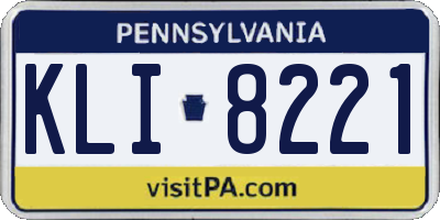 PA license plate KLI8221