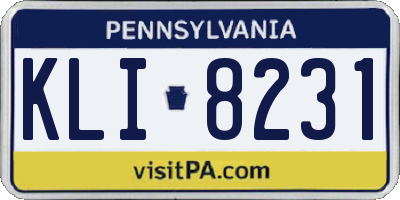 PA license plate KLI8231