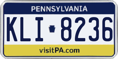 PA license plate KLI8236