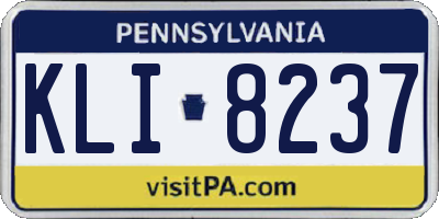 PA license plate KLI8237