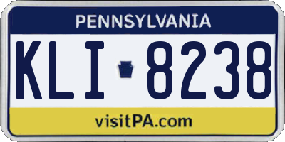 PA license plate KLI8238