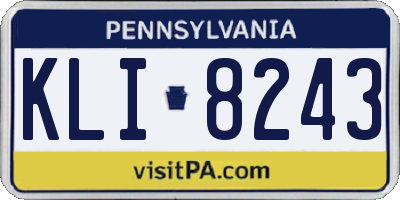 PA license plate KLI8243