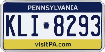 PA license plate KLI8293