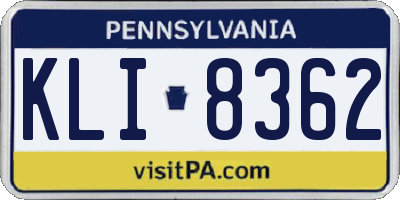 PA license plate KLI8362