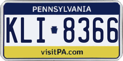 PA license plate KLI8366