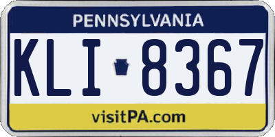 PA license plate KLI8367