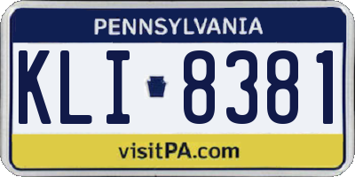 PA license plate KLI8381