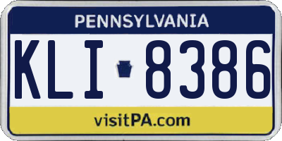 PA license plate KLI8386