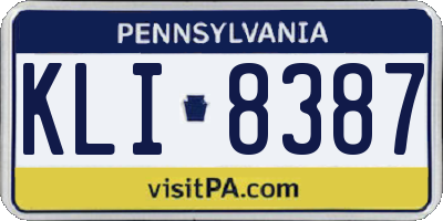 PA license plate KLI8387