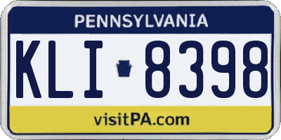 PA license plate KLI8398