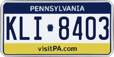 PA license plate KLI8403