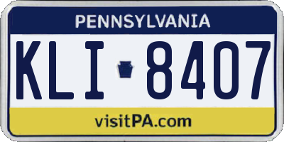 PA license plate KLI8407