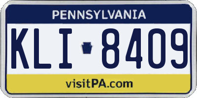 PA license plate KLI8409