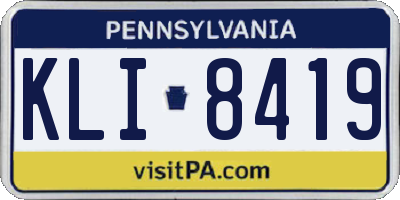 PA license plate KLI8419