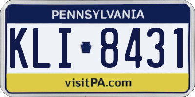PA license plate KLI8431