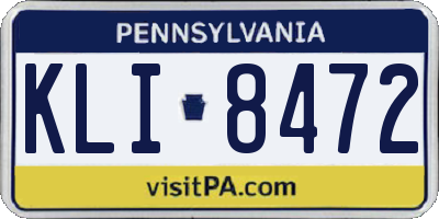 PA license plate KLI8472