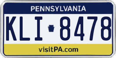 PA license plate KLI8478