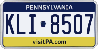 PA license plate KLI8507
