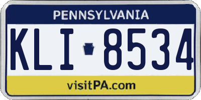 PA license plate KLI8534