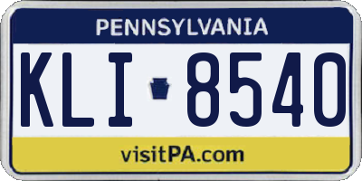 PA license plate KLI8540