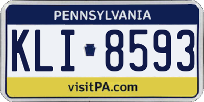 PA license plate KLI8593