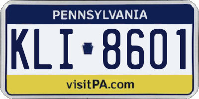 PA license plate KLI8601