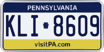 PA license plate KLI8609