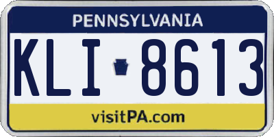 PA license plate KLI8613