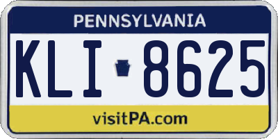 PA license plate KLI8625