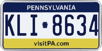 PA license plate KLI8634