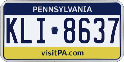 PA license plate KLI8637