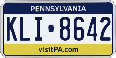 PA license plate KLI8642