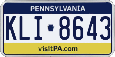 PA license plate KLI8643