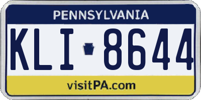 PA license plate KLI8644