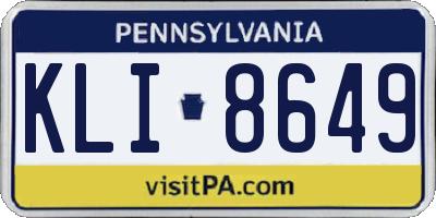 PA license plate KLI8649