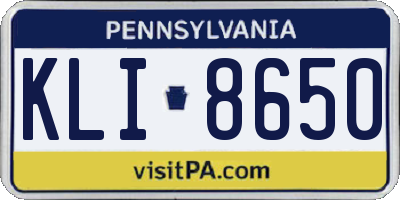 PA license plate KLI8650