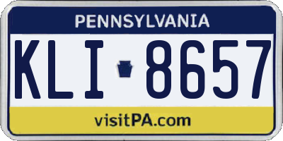 PA license plate KLI8657