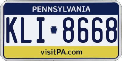 PA license plate KLI8668