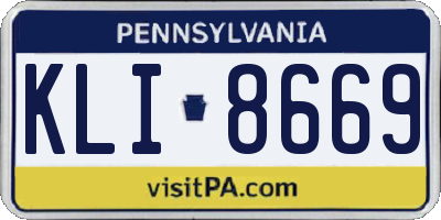 PA license plate KLI8669