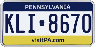 PA license plate KLI8670