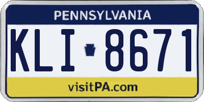 PA license plate KLI8671